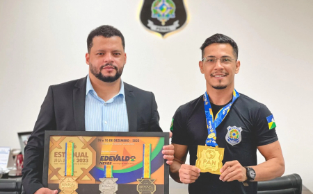 JIU-JÍTSU – Deputado Edevaldo Neves recebe reconhecimento do número 1 do mundo no peso Galo Master, Ângelo Rafael