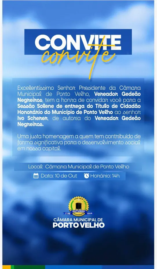 Câmara Municipal de Porto Velho realiza homenagem a personalidades locais