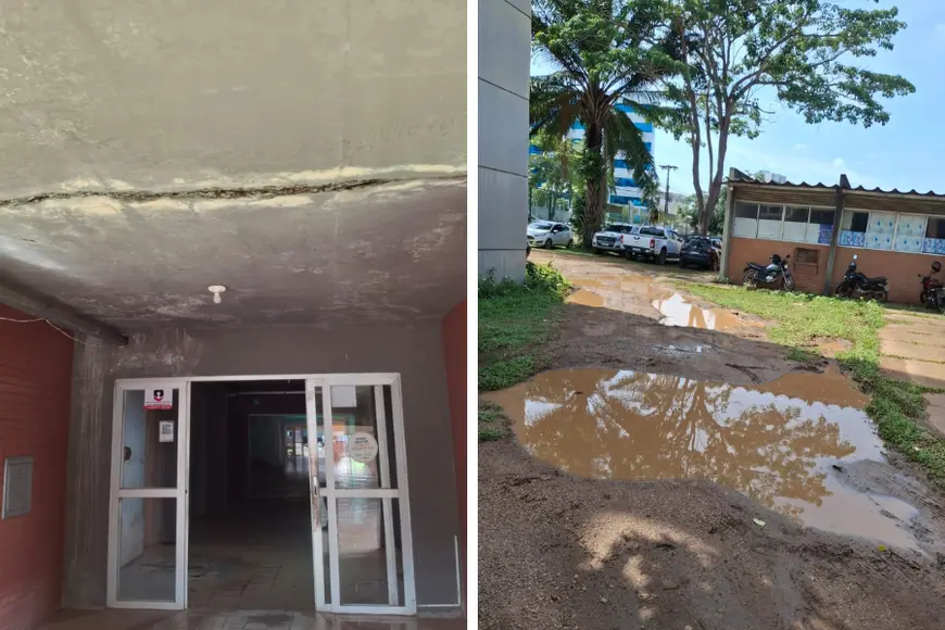 Estrutura da Emater em Porto Velho enfrenta problemas de goteiras e lamaçal
