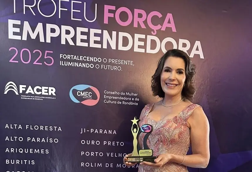 Mileni Benetti Mota recebe Troféu Mulher Força Empreendedora 2025 em Rondônia