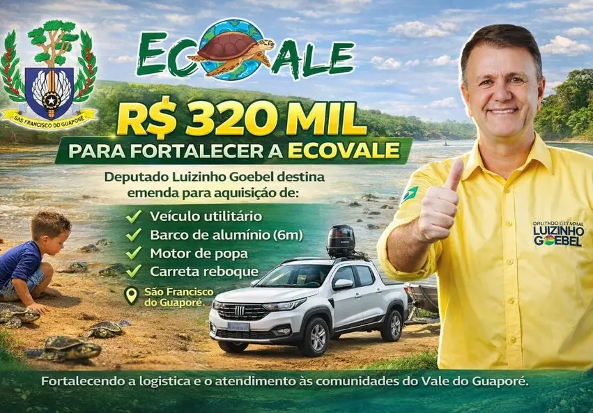 Deputado Luizinho Goebel destina 320 mil para ECOVALE em São Francisco do Guaporé