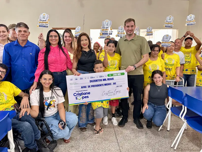 Cristiane Lopes destina 200 mil para APAE de Presidente Médici