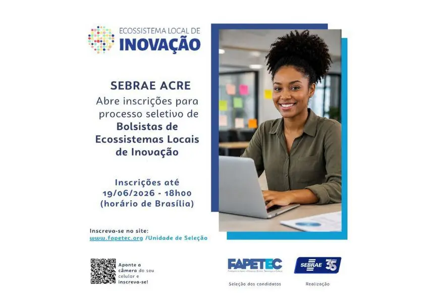 Inscrições abertas seletivo Sebrae AC 12 vagas bolsas 5 mil